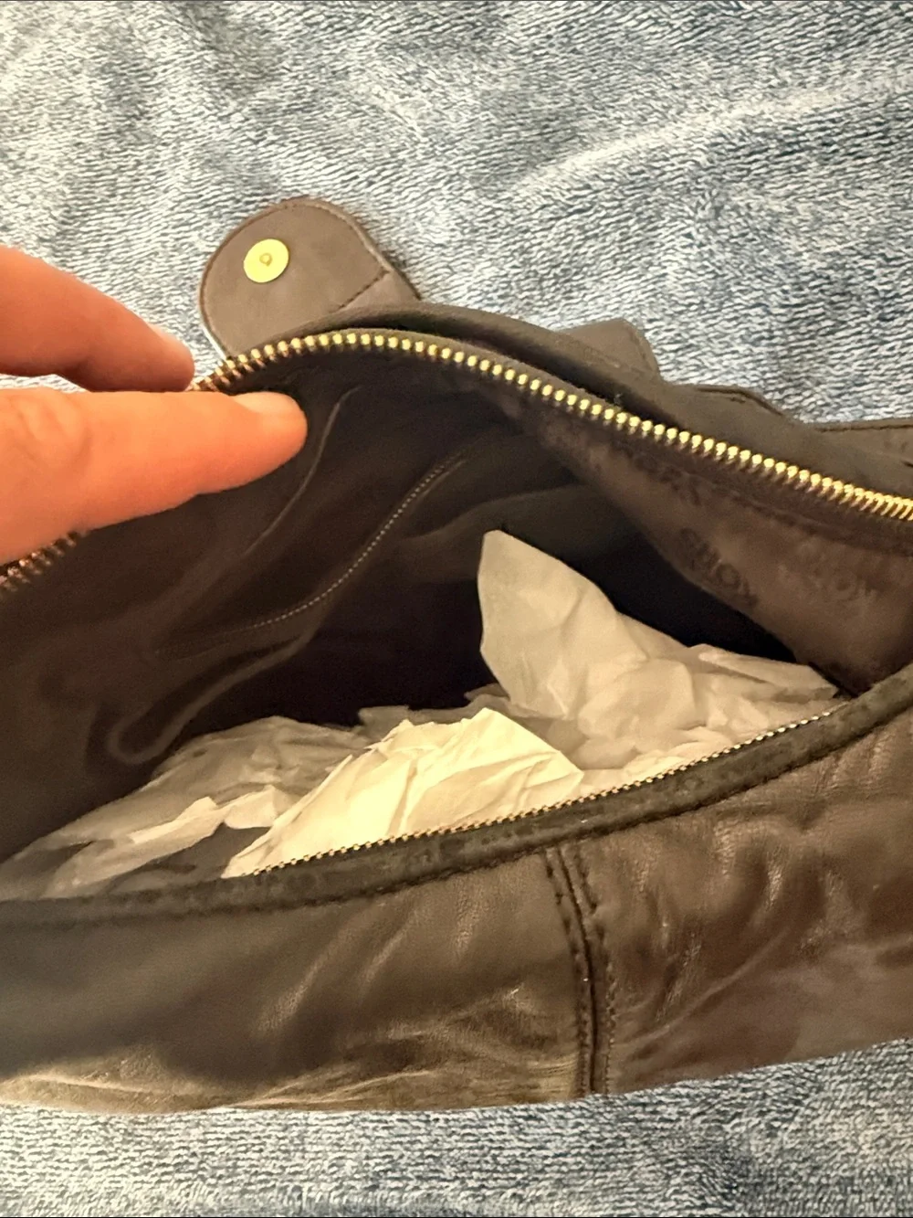 Michael Kors Black Leather Hobo with Gold-Tone Accents